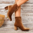 thumbnail image 6 of LEAVINGSUO Women's Snow Boots Fashion Casual And Winter Thick Heel High Heel Ankle Short Boots Brown 41, 6 of 8