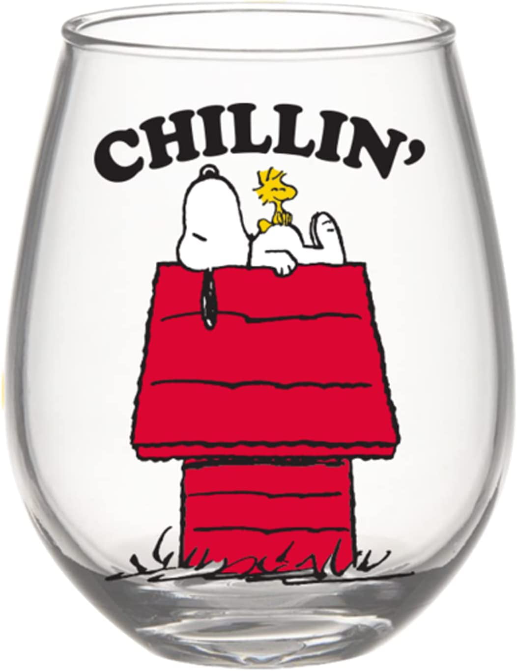 Peanuts Snoopy And Woodstock Chillin Stemless Wine Glass, 20 Ounces, 1  Count (Pack of 1) 