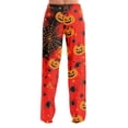 thumbnail image 6 of QWKLEAJ Halloween Pajama Pants Women Spooky Sleepwear Bottoms Cute Ghost Print Lounge Pants Flannel Holiday Trousers Fall Winter Cozy Sleep Pants Funny Skeleton Loungewear Festive Nightwear, 6 of 9