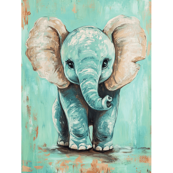 Cute Elephant Canvas Painting/Wall Art, Suitable for Living Room, Bedroom, Nursery, Office, and Hallway Decoration.