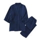 thumbnail image 1 of Hombres Casual Sólido Cordones Cardigan Pijamas Algodón Crepe Recortada Manga Pantalones Loungewear Set Pompotops qyievc6986, 1 of 8