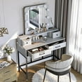 thumbnail image 5 of May in Color Makeup Vanity Table with 3 Color Dimmable Lighted Hollywood Mirror, Vanity Desk with 4 Drawers, Dressing Table for Women Girls, White, 5 of 8