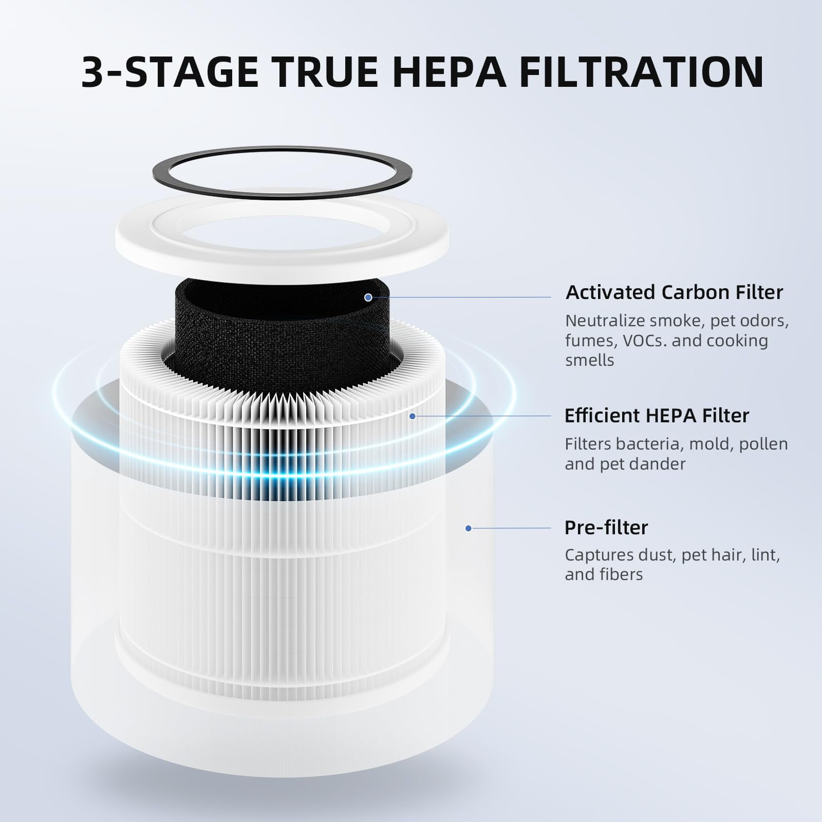 AROMA ROOM AP100/AP102 True Hepa H13 Air Filter Replacement, 2 Packs