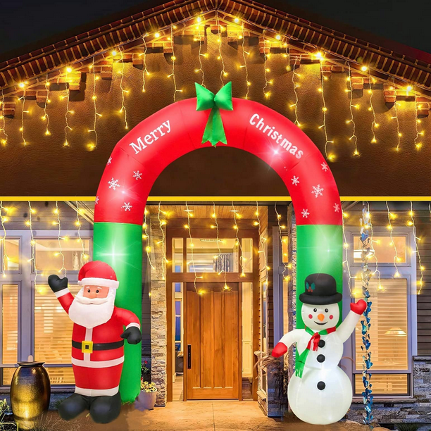 8 ft Christmas Inflatables Archway with LED Lights Blow Ups Yard