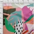 thumbnail image 3 of oneOone Tissu Popeline de Coton Pêche Foncé Formes Abstraites Géométriques avec Feuilles Tissu Imprimé au Mètre 42 Pouces de Large, 3 of 4