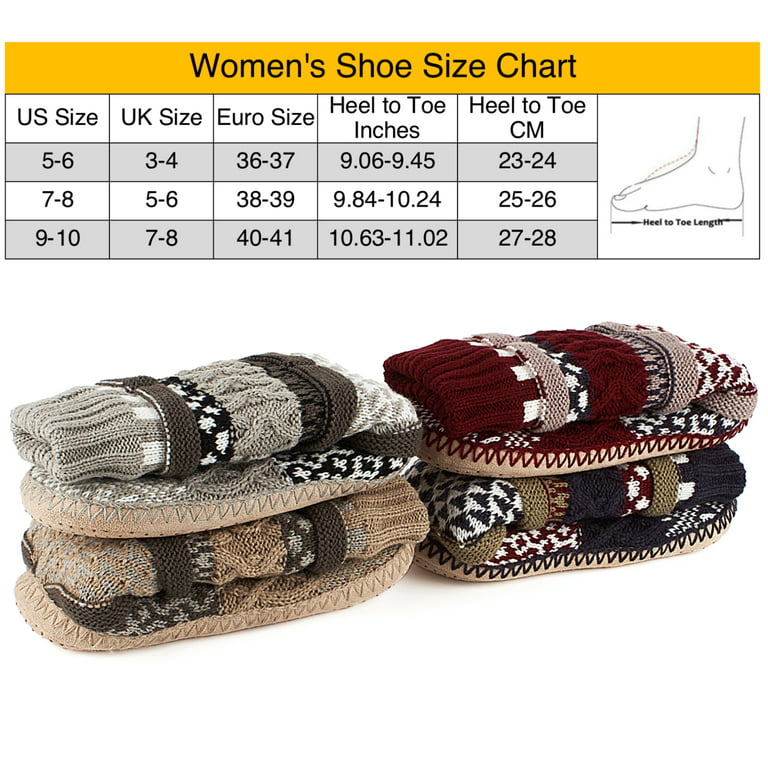 Womens Fuzzy Socks Non Slip Grips, Cozy Slipper Socks for Women, House Sock  Shoes, Warm Gifts, Adult Size 7-8 