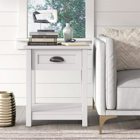 Click Decor - Traditional Wood 1-Drawer Night Stand - White