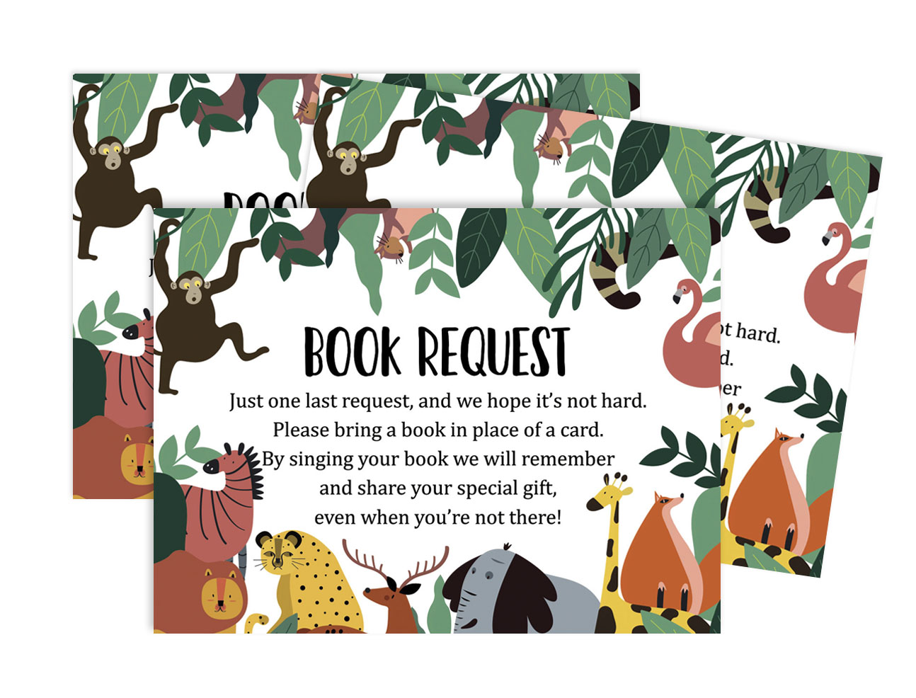 Inkdotpot 30 Books For Baby Shower Request Cards Bring A Book Instead Of A Card Jungle Animals Gender Neutral Baby Shower Invitations Inserts Games