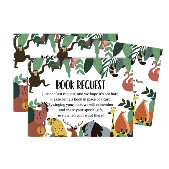 Inkdotpot 30 Books For Baby Shower Request Cards Bring A Book Instead Of A Card Jungle Animals Gender Neutral Baby Shower Invitations Inserts Games