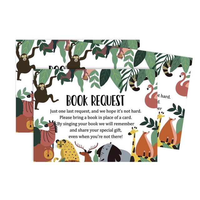 Inkdotpot 30 Books For Baby Shower Request Cards Bring A Book Instead Of A Card Jungle Animals Gender Neutral Baby Shower Invitations Inserts Games