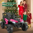 thumbnail image 3 of Funcid 24 Volt Ride on Toys 400W Ride on Cars with Remote Control & Battery Indicator, Electric Car for Explorers, Power Car Wheels UTV w/ Bluetooth, Music, Lights, 3 Speeds, Rose Red, 3 of 9