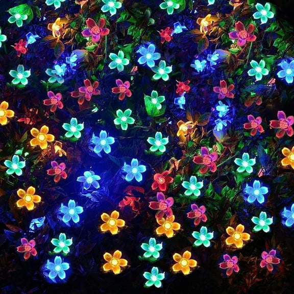 Cherry Blossom Flower String Lights, 32FT 100 LED Plug in Warm White Fairy Lights, 24V Waterproof Outdoor Indoor Lights for Garden, Wedding, Christmas, Home Decor