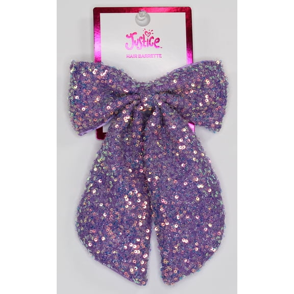 Justice Girls Sequin Bow Hair Clip Barrette, Purple