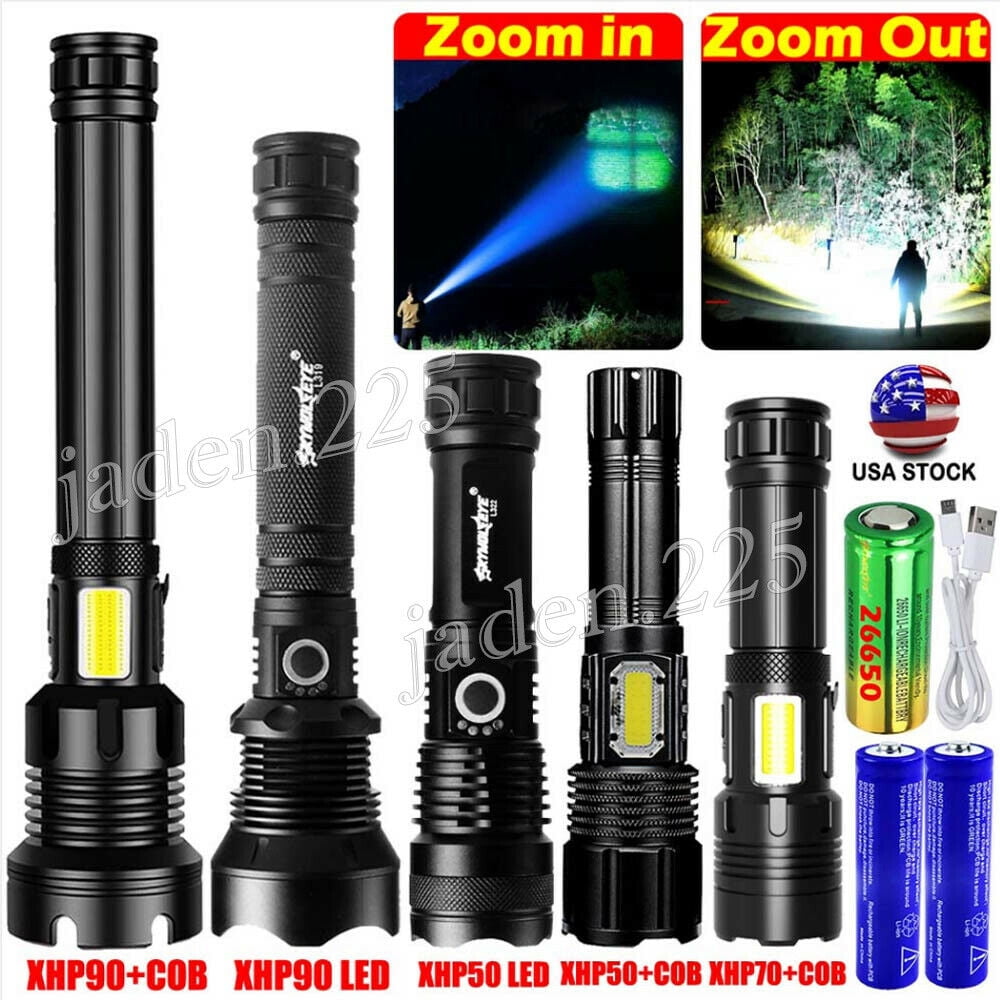Details about   500000LM Xhp90.3 Led Flashlight Torch USB Rechargeable Zoom Powerful Tactical