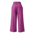 thumbnail image 3 of LLYWEY Flowy Wide Leg Pants for Women Summer High Waisted Cotton Linen Pants Stretch Casual Loose Elastic Waist Long Trousers with Pocket Pinky XXL, 3 of 6