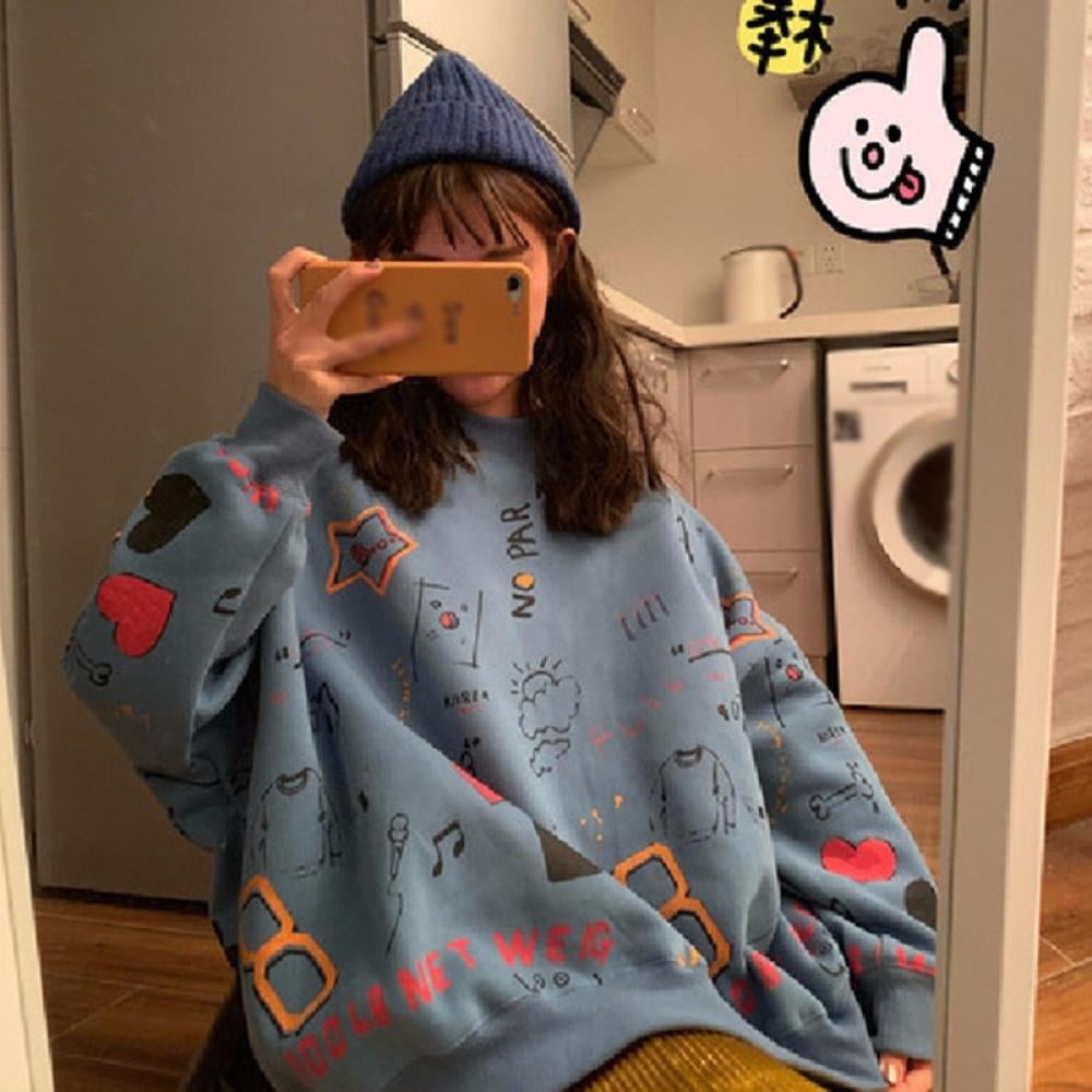 Spring And Autumn Sweatshirt Women Korean Style Graffiti Korean
