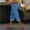 Blue, variant on Womens Striped Hem Cuff Pants, Striped Hem Cuff Detail Elastic Drawstring High Waist Capri Cropped Pants Side Pocket Casual Daily Summer Pants, Light Ashy L