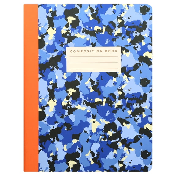 Pen+Gear College Ruled Composition Book, 7.5" x 9.75", Blue Camo, 80 Sheets