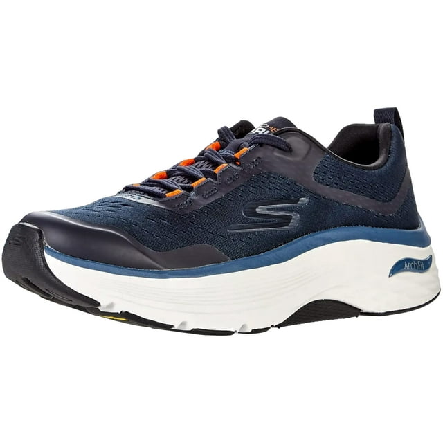 Zapatos Skechers Max Cushioning Arch Fit para hombre, color azul marino/naranja, 10 unidades de ancho