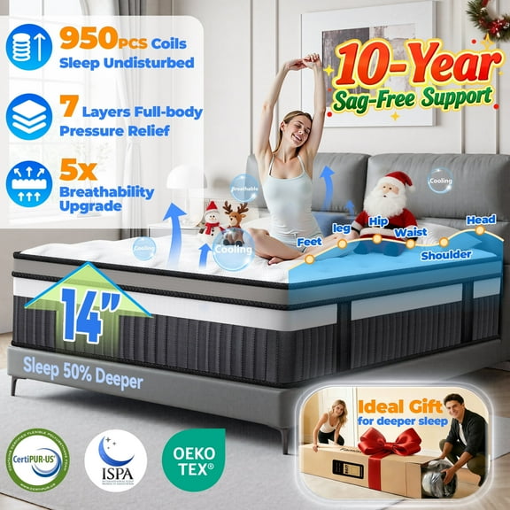 King Mattress, Famistar 14 Inch Memory Foam Mattress King Size, Innerspring Hybrid King Bed Mattress in a Box Medium Firm with Motion Isolation & Strong Support & Pressure Relief, CertiPUR-US