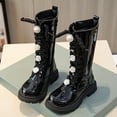 thumbnail image 2 of Staki Toddler Black Boots Girls Kids Boots Embroidered Boots Girls Mid Calf Riding Shoes Little Kid/Big Kid(Black,13 Little Kid), 2 of 9
