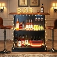 thumbnail image 4 of Tribesigns 47 Inch Home Bar Unit, Wood Liquor Bar Table with 3-Tier Storage Shelves and Wine Glasses Holder, 4 of 7