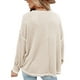 thumbnail image 2 of Blusa de mujer de fibra de poliéster con cuello redondo y hombros caídos, camisa informal de manga larga para mujer para otoño e invierno, albaricoque L, 2 of 6