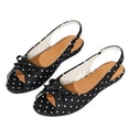 thumbnail image 6 of Gpaecead Women's Polka Dot Bow Flat Slingback Shoes Open Toe Slip On Soft Sole Comfort Casual Vintage Shoes, B-Black, 6 of 8