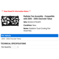 thumbnail image 2 of Radiator Fan Assembly - Compatible with 2005 - 2006 Chevy Tahoe, 2 of 2