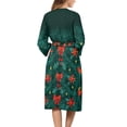 thumbnail image 2 of Yuyamidu Xmas Tree Bathrobes for Women 3/4 Sleeve Robes Size 2XL Bow Kimono Robe Christmas Nightgown with Waist Belt for Morning Routine Ladies V Neck Sleep Dress, 2 of 7