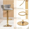 thumbnail image 4 of Howcool Velvet Swivel Bar Stools Set of 2 with Back and Arms, Adjustable Counter Height Kitchen Island Chairs with Gold Metal Legs & Base for Home Bar Dining Room, 4 of 6