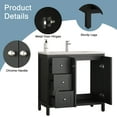 thumbnail image 3 of Modern Bathroom Vanity 35.5" Bathroom Vanity , Modern Bathroom Cabinet with Basin, Bathroom Storage Cabinet with Soft Closing Doors and 3 Drawers, Munich Black,Wooden Bathroom Vanity, 3 of 15