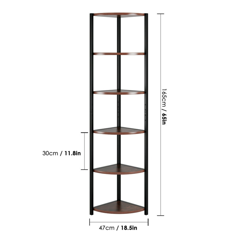 Dextrus 6-Tiers Corner Shelf 68.8 Tall Corner Storage Stand Unit , Corner Bookshelf Modern Free Standing Bookcase for Living Room, Home Office, White