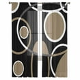 thumbnail image 2 of Black Brown Semi Sheer Curtains 72 Inch Length 2 Panels Set, White Circle Modern Minimalist Geometric Sheer Kitchen Curtain Privacy Voile Window Curtain for Living Room Bedroom Rod Pocket Drapes, 2 of 7