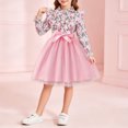thumbnail image 4 of Fesfesfes Girls Floral Print Ruffle Collar Shirt Dress with Pink Tulle Dress and Bow Waist Long Sleeve Princess Party Outfit for Birthday Ages 3-8 Years, 4 of 8