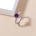 thumbnail image 5 of Fridja Alloy Heart-shaped Love Pattern Purple Zircon Ring Jewelry Female, 5 of 6