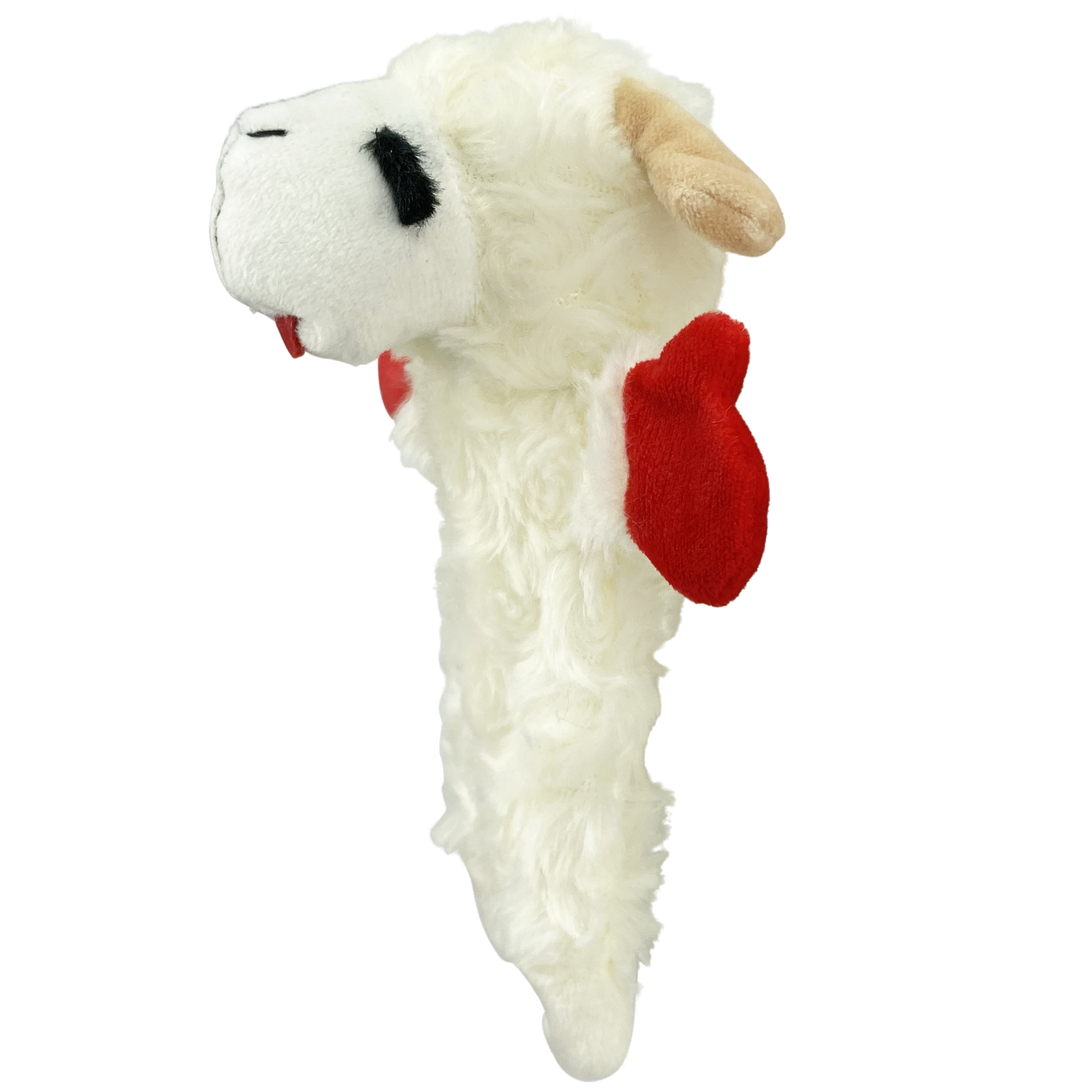 (3 pack) Multipet Lamb Chop Plush Crinkle Flop Dog Toy, White with Red Paws