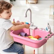 Kids' Pretend Play Kitchen Set With Storage & Dishwashing/Vegetable Washing Accessories Multiple Colors