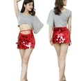 thumbnail image 2 of Sonducket Minifalda elegante exquisita para mujer, corta, Sexy, decorativa, brillante, con lentejuelas, para mujer, traje de baile, ropa roja Type2 NO2, 2 of 6
