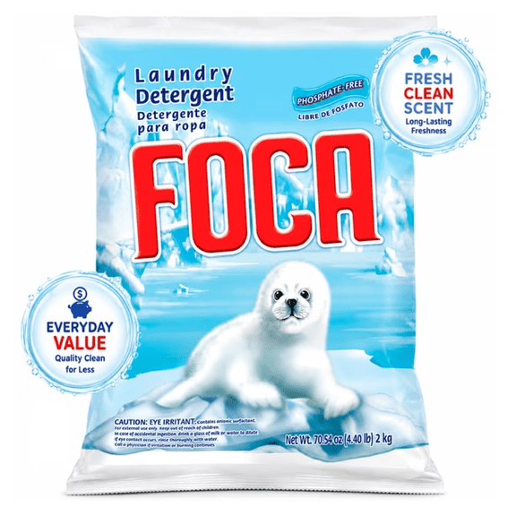Foca Powder Laundry Detergent, Enzyme Formula, Tough Stain Removal, 4.40 lbs
