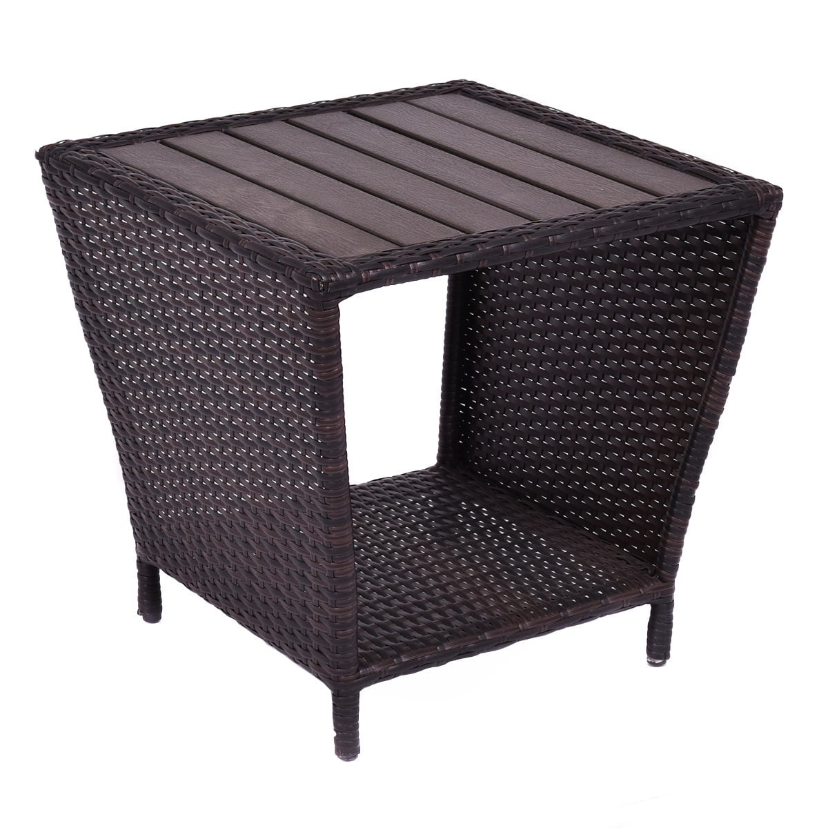 Costway Rattan Wicker Side Sofa Coffee Table Outdoor Indoor W Costway Rattan Wicker Side Sofa Coffee Table Outdoor Indoor W Plastic Wood Slat Top