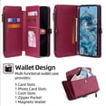 thumbnail image 3 of Compatible with Google Pixel 9 / 9 Pro Crossbody Wallet Case,Flip Folding Kickstand,With Card Slots,Long Strap&Short Strap,Zipper Pocket,Shockproof Heavy Duty PU Leather Phone Case,Red, 3 of 8
