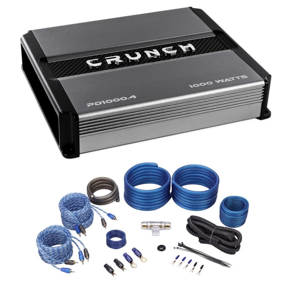 Crunch PD1000.4 1000w 4-Channel Pro Power Car Audio Amplifier Class AB+Amp Kit