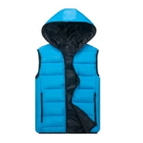 Miluxas Men's Outdoor Winter Vest Outerwear Hooded Padded Puffer Sleeveless Vest Blue M(M)