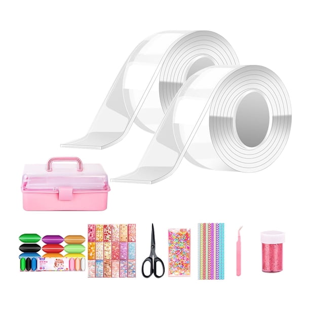 Cinta adhesiva transparente fuerte, reutilizable, resistente, resistente, de doble cara, sin dejar rastro, extraíble, para globos de burbujas, para manualidades de bricolaje. 49 piezas