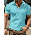 thumbnail image 2 of Cenuakty Men's Striped Print Collared Tops Golf Shirts Casual Short Sleeve Button Front Slim Fit T-Shirts, 2 of 3