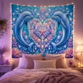 thumbnail image 2 of Dolphins Around a Heart Jewel in Coral Reef, Romantic Coastal Style for Ocean Lovers, Dolphin Wall Art, Valentine's Day Gift, Tapestry Wall Hanging for Bedroom and Living Room, 2 of 7