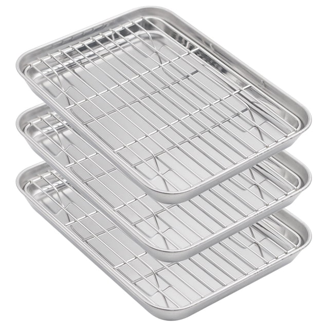 Aspire Baking Sheets and Racks Set, Stainless Steel Oven and Dishwasher Safe Wire Rack, Easy Clean-XL 3 Pcs