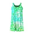 thumbnail image 4 of ICHUANYI Clearance Women Plus Size Casual Printed Round-Neck Short Sleeve Loose Knee-Length Dress(Green, XXL) ICHUANYI WER2023081204370, 4 of 4