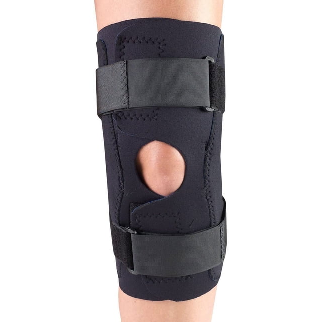 Knee Stabilizer Wrap, Hinged Bars, Neoprene, Black, X-Large Black X-Large